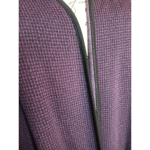 J. Jill Wearever Collection Large Purple Black Mirco Houndstooth Long Cardigan - Picture 2 of 5